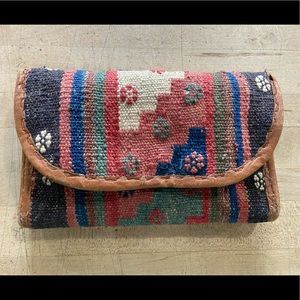 Handmade Kilim and Leather Wallet Purse